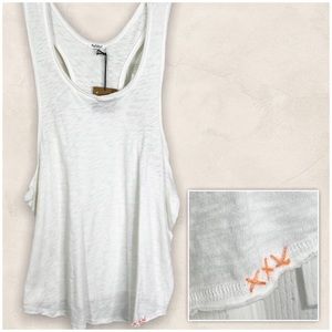 NWT Hello Nite! Revolve Racerback Burnout Lounge Tank Top in Ivory Size S